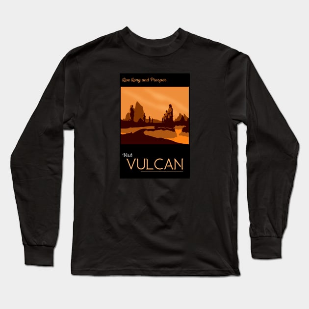 Vulcan Travel Poster Long Sleeve T-Shirt by doctorheadly